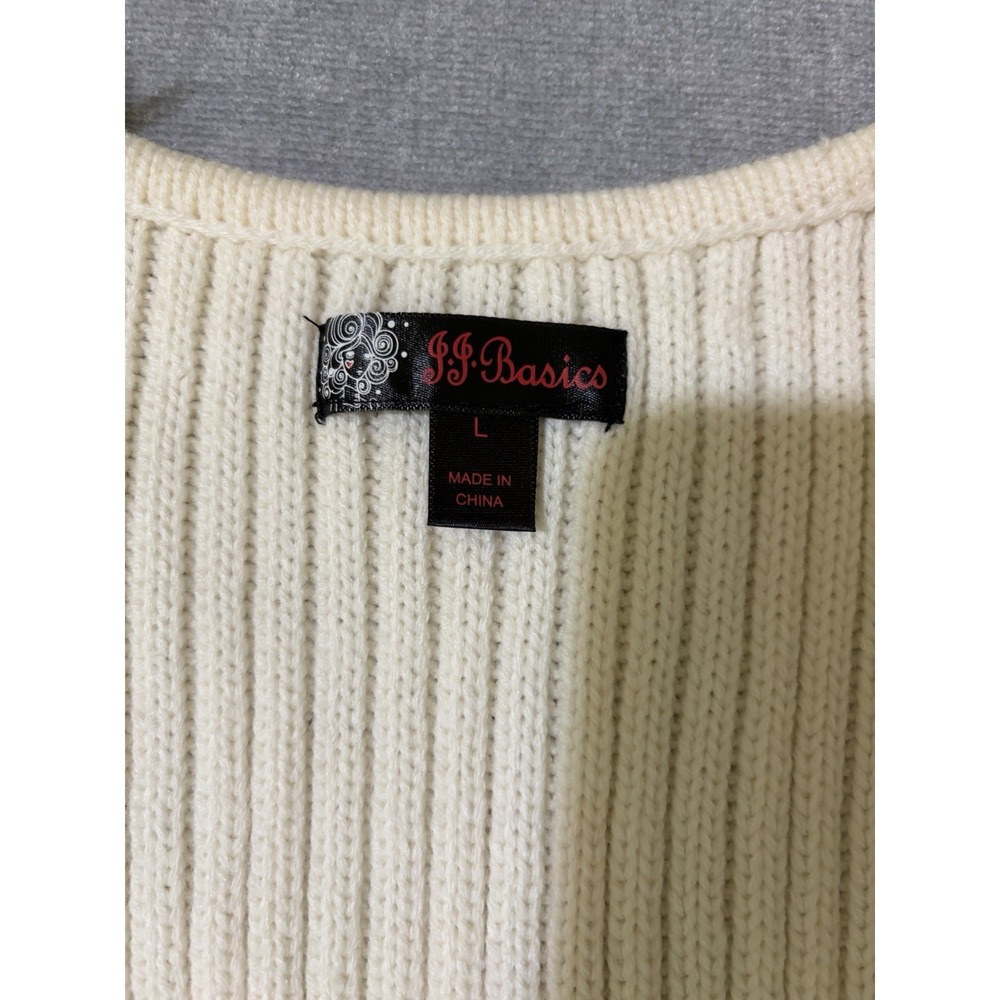 Women's J.J. Basics Soft Vest Sweater Ivory Size Large - Picture 3 of 8